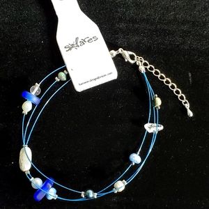 NEW Solares Blue Sea Glass Pearl Beach Bracelet B